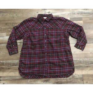 Duluth Trading Co Womens 1X Purple Plaid Long Sleeve Button Down Shirt